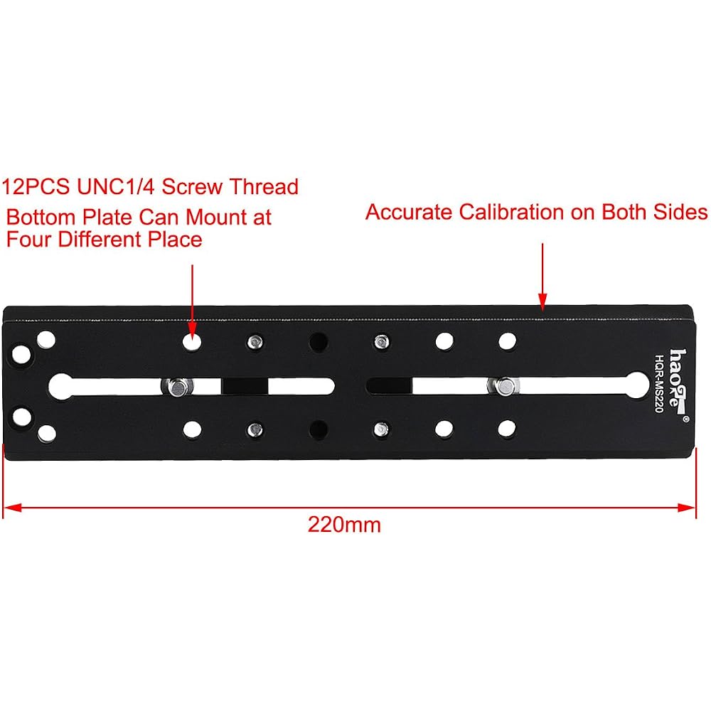 Haoge 220mm Camera Long Slide Quick Release Plate for Sachtler Tripods with Fluid Head (FSB4, FSB6, FSB6T, FSB8, FSB8T, FSB10, FSB10T, DV10 3+3, 5+5 V