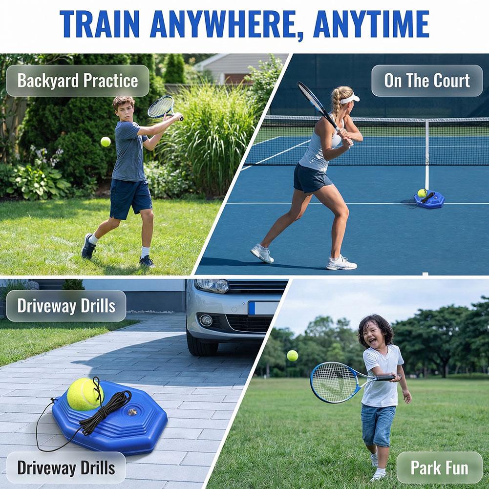 Tennis Trainer Baseboard Set With String Ball For Professional Practice Rebounder Self Study Tool For Backyard Garden