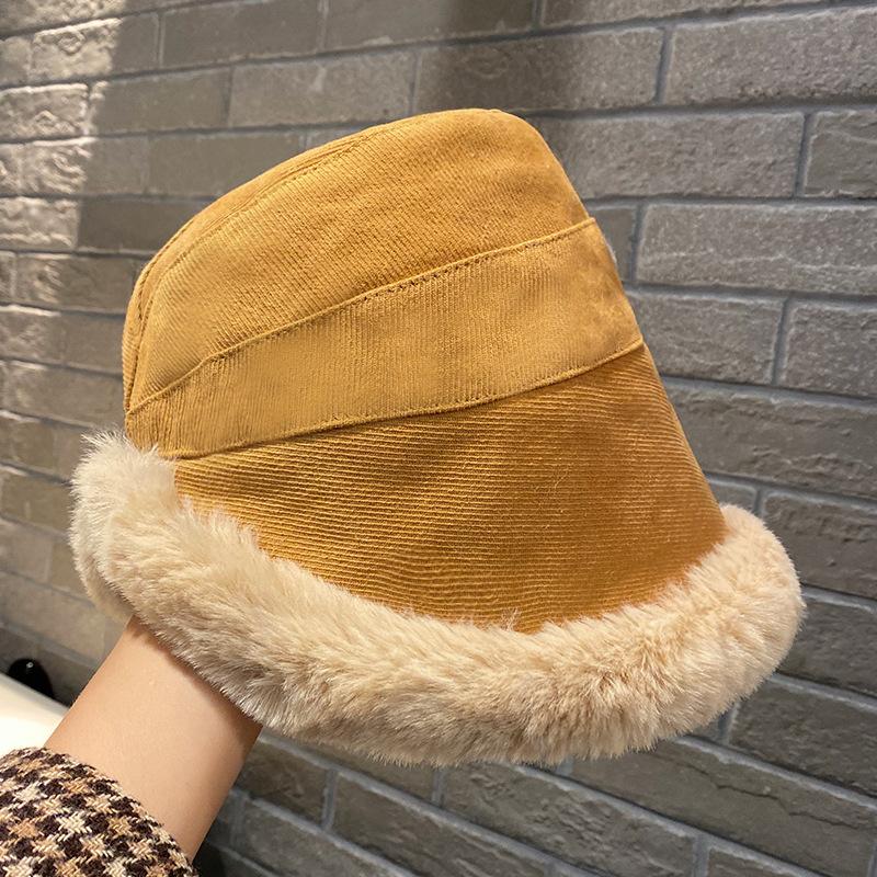 Winter New Burr Bucket Hat Women's Outdoor Plush Warm Fashion Plush Bucket Hat