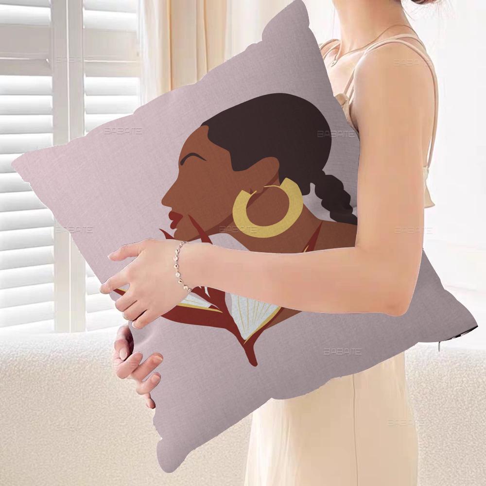 Art African Women Leaf Office Cushion Pillowcase Car Cushion Cover45X45CM Lumbar Pillowcase Sofa Pillowcover