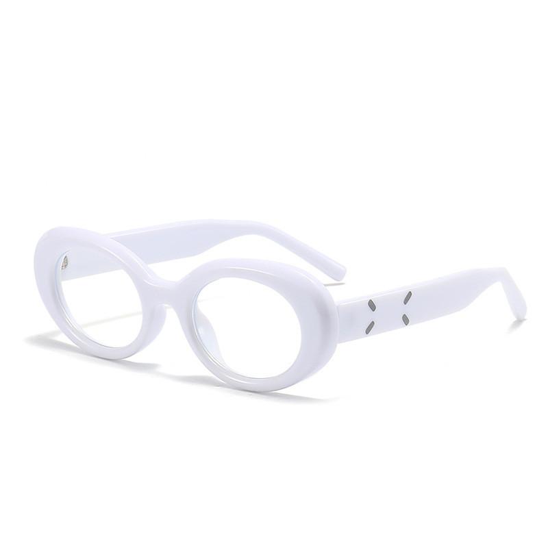 2023 Summer Oval Narrow Frame Sunglasses With Uv Protection For Outdoor Activities BlueLightBlockingWhite