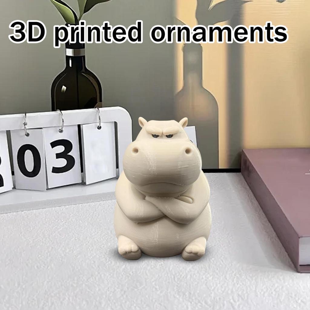 3D Printed Creative And Grumpy Hippo Cute And Home Decor Ornament