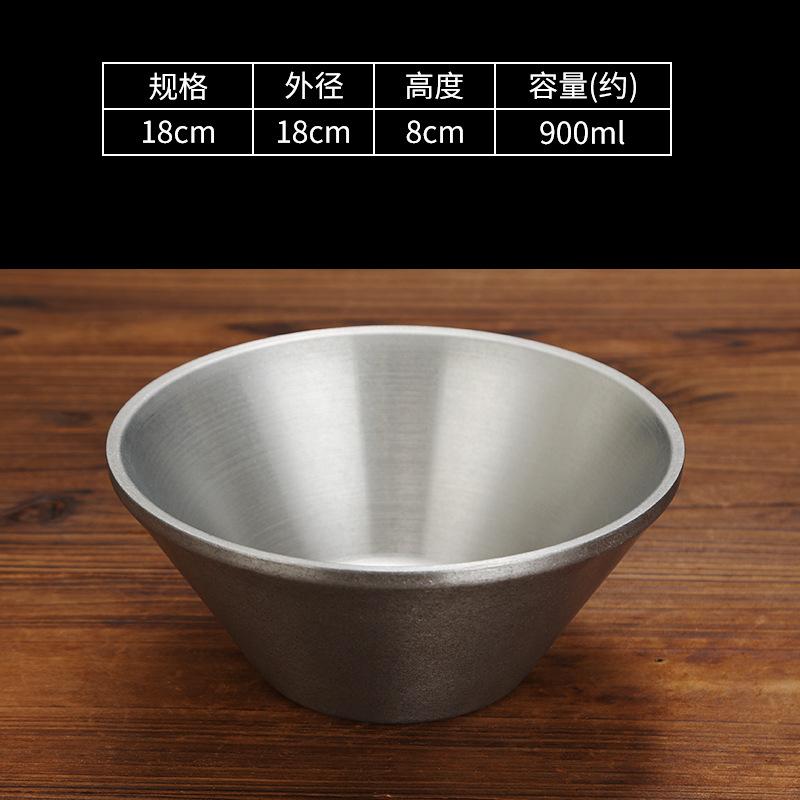 Retro Stainless Steel Salad Bowl Korean Style Double Layer Thicken V-Shaped Ramen Noodle Bowls Soup Rice Bowls Kitchen Tableware
