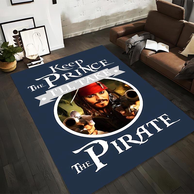 

Keep The Prince I ll Take The Pirate Carpet - Blue Background Pirate Theme Design Suitable for use as an anti-slip1 for1room and bedroom sofas 40x60cm( 15x23in )