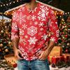Men's Casual Shirt with Three-Quarter Raglan Sleeves Christmas Print