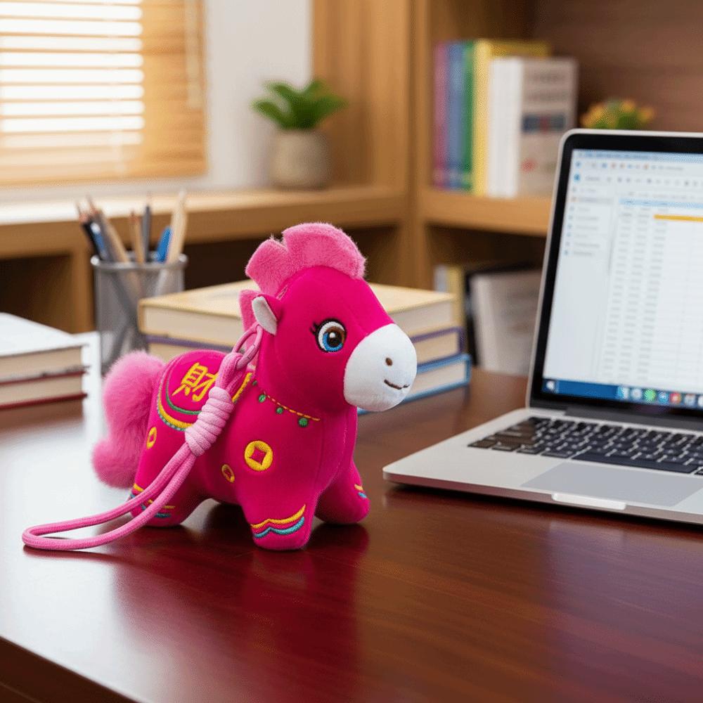Chinese Zodiac Pony Plush Pendant Cartoon Horse Plush Toys Lucky Pony Ornament  Pendant Decor
