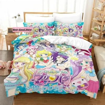 3D Kawaii Girls Idol Time Pripara Bedding Set Single Twin Full Queen King Size Bed Set Adult Kid Bedroom Anime Bed Sheet Set