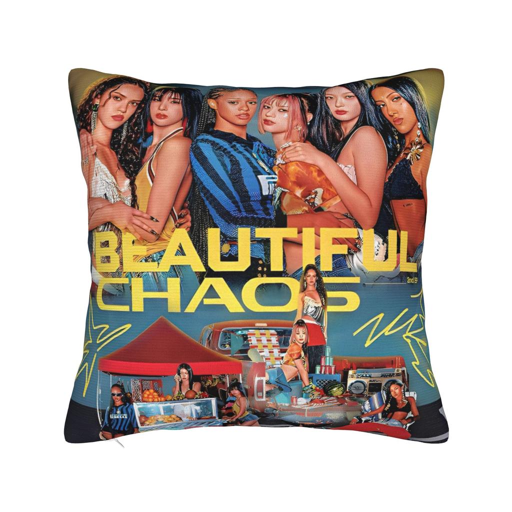 Kpop Katseye Federa per Cuscino Musicale Poliestere Copricuscino Regalo Federa per Cuscino Auto Cerniera 45*45cm