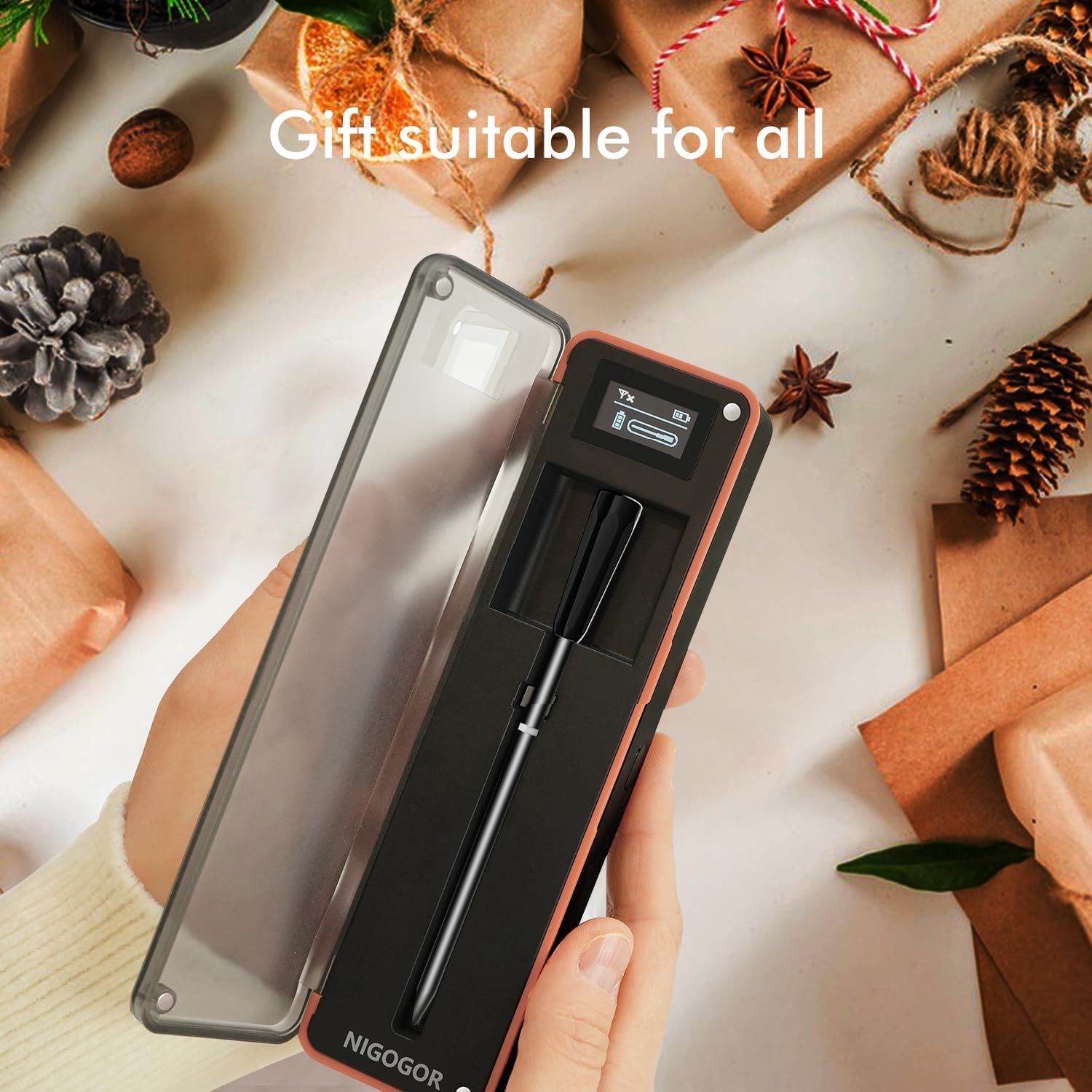 Smart Wireless Meat Thermometer with Thinnest Probe, Magnetic Bluetooth Food Thermometer, Remote Tracking and Real-Time Readings from Apps, for iOS