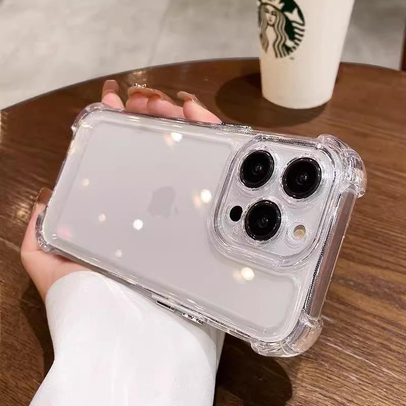 Luxury Shockproof Phone Case For iPhone 16 15 11 12 13 14 Pro Max Xs XR 7 8 Plus 6s 16e Lens Film Bumper Transparent Air Cover