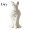 Unique Aesthetic Room Accessory Elegant Dress Shaped 3D Printed Vase, Modern Minimalist Sculpture for Light Luxury Table Decor Home Decor, Artistic