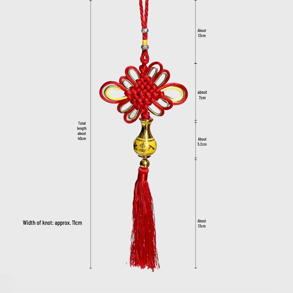 Chinese Knot Red Pendant with Tassel - Decorative Lantern Hanging Ornament for Living Room