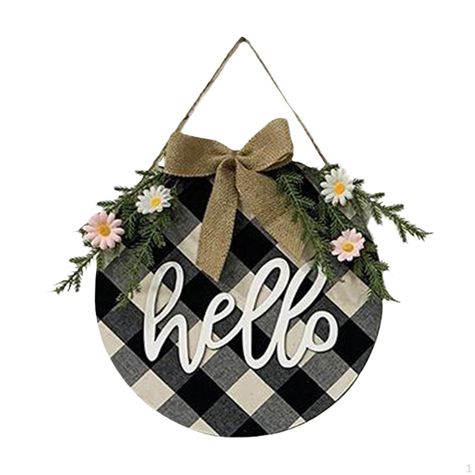 

Decorations Wreath Christmas Hanging Sign Rustic Wooden Holiday Decor for Home Dark Blue Welcome