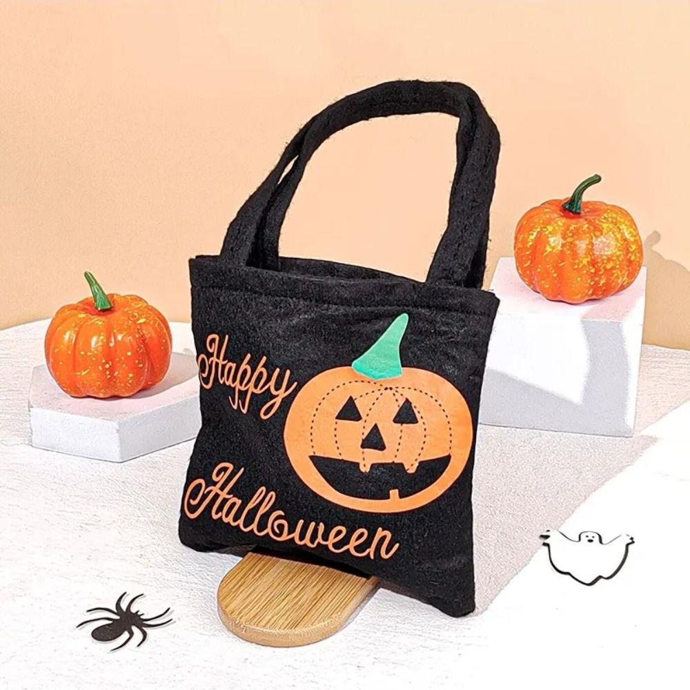 Trick or Treat Halloween Non-Woven Bag Pumpkin Candy Storage Bucket Funny   Festival
