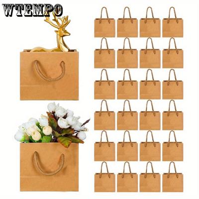 20 Stück Mini Kraft Geschenktüten mit Henkeln Braun Kleine Papiertüten Mini Gastgeschenke für Herbst Erntedankfest Braut-Babyparty Hochzeit Geburtstagsfeier