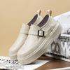 Fashion 2025 New Men's Platform Loafers Chunky Sole Leather Slip-On Shoes Casual Comfortable Walking Shoes for Men Fashion Slip on Flats
