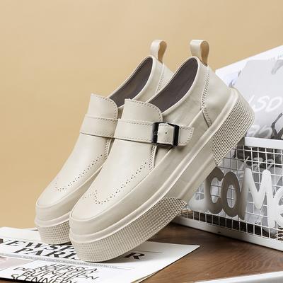 Zapatos Casuales de Cuero con Plataforma Estilo Británico de Moda para Hombre Mocasines Slip-On de Diseñadores de Moda para Caminar al Aire Libre Casual Zapatos Perezosos de Oficina