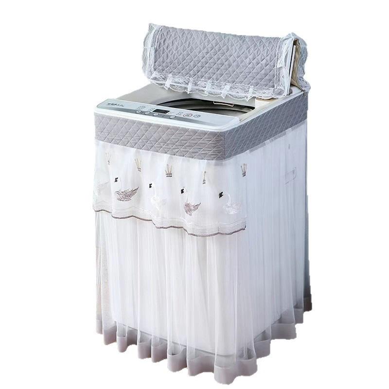 1PC Drum Washing Machine Washable Embroidery Universal Dustproof Cover Protective Sleeve Fibre Cover Fully Automatic Machine