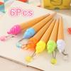 6 Pack Ice Cream Pen Cartoon Writing Cute Neutral Pen Childrens Day Gift 0.38 Mm Neutral Pen School Supplies Office Supplies