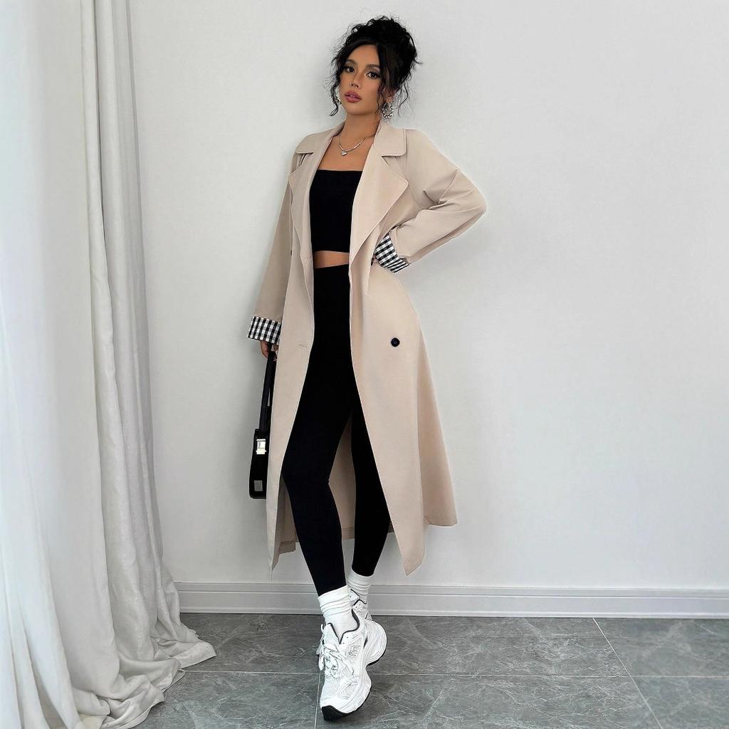 JKASHDK Damenmode Casual Plaid Print Herbst Winter Langarm POLO Neck Jacken & Mäntel