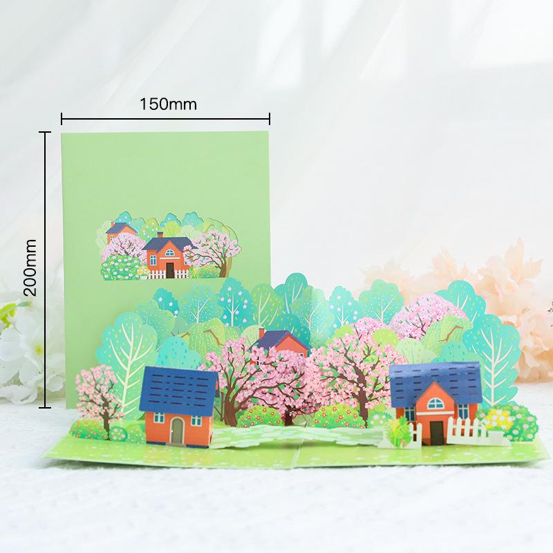 Summer 3D Pop-up Card: Cartoon Birthday Ornament with Gratitude and Blessings