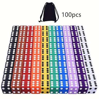 100 Capsules 50 Capsules 10 Capsules A Set of Acrylic Dice 0.62 Inch Game Dice Math Games 10 Colors Free Velvet Storage Bag