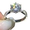 Cao Shi Classic Six-Claw Micro-Inlaid Women's Luxury Fashion Wedding Ring
