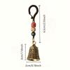 Handcrafted Antique Tibetan Bell Keychain with Braided Cord & Beads, Intricate Carvings