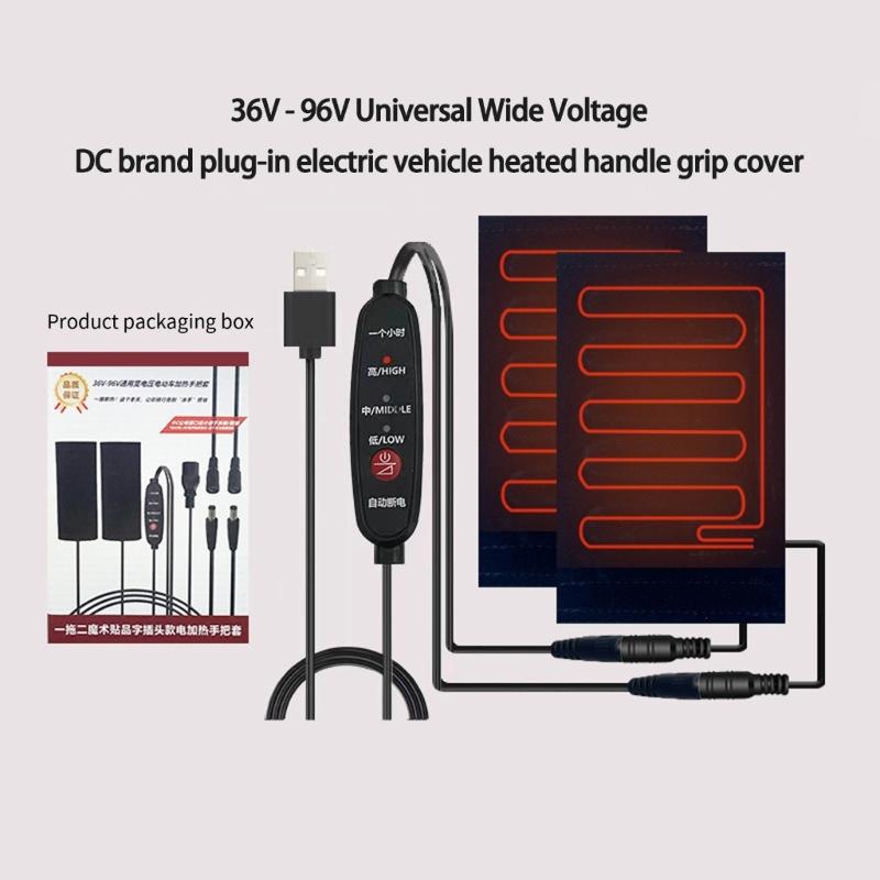 Electric Heated Grip Warmer Cover Handlebar Heater USB 5V Three Gear Settings For Cold Weather Cycling Winter Riding Comfort