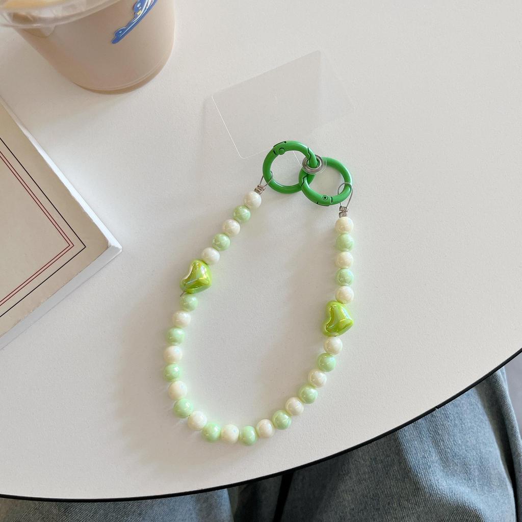 Bunte Perlenherz-Kette Umhänge-Handystrap - Verlustsicher, Passt für alle Hüllen