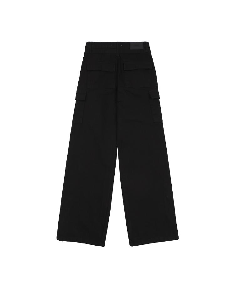 Eonibeu Cargo String Boot Cut Pants Black