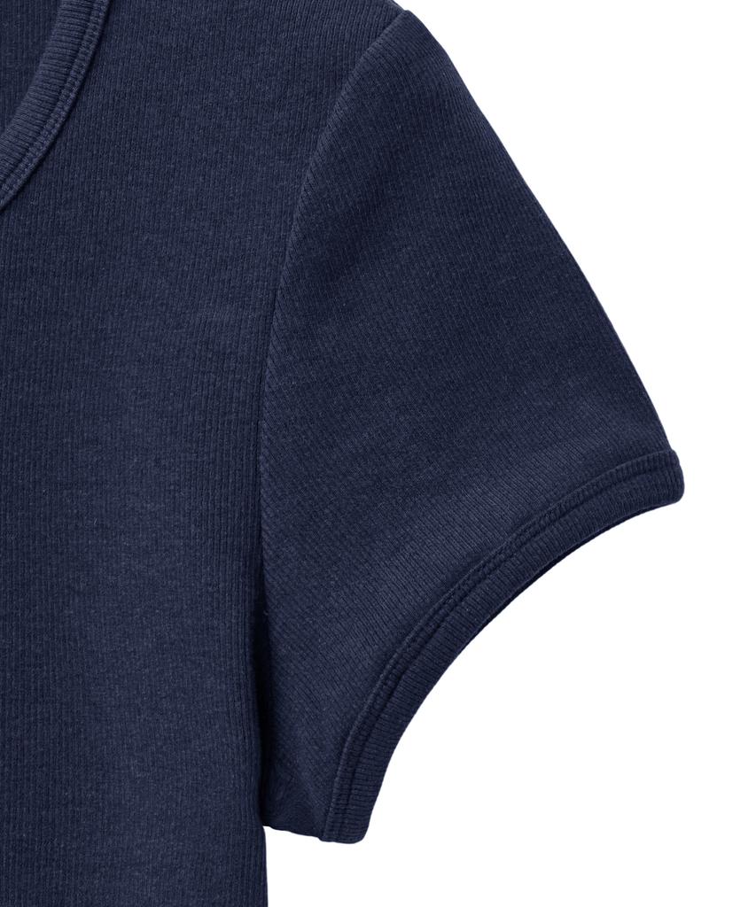 NOIRER FOR WOMAN Slim Ribbed T-Shirt (Navy)