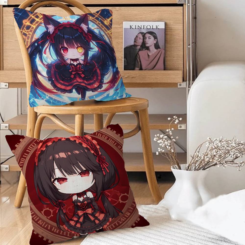 Tokisaki Anime Kurumi Kissenbezug Abnehmbarer Waschbarer Kissenbezug – Ganzjahresweiches Leinen