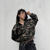 Vintage Camo Zip Up Hoodie Slim Fit Streetwear Sweatshirt Young Men Fall