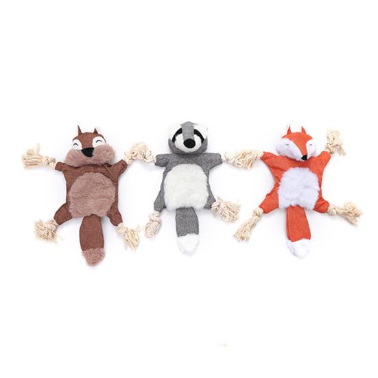 Yousheng Pet Toy Plush Fox Raccoon Squirrel Shape Dog Chew Toy Interactive Pet Squeak Toy Bite-Resistant Teeth Cleaning Playing Toy for Cats Dogs