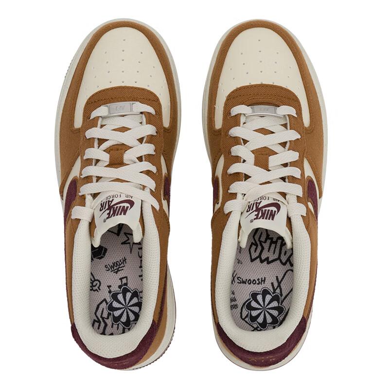 Nike Air Force 1 LV8 GS Balíček čmáranic z poznámkového bloku - Světle hnědá Dětské tenisky Kokosové mléko Guma Tmavě hnědá Burgundská FN4731-200
