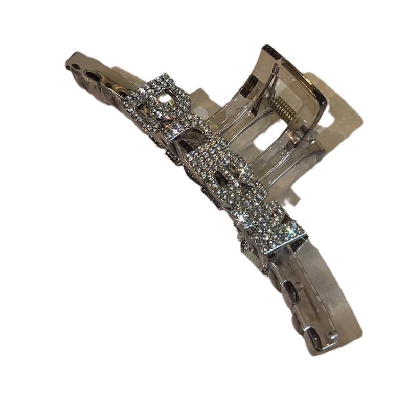 Transparente Metall-Haarspange mit Diamanten - Vielseitig, Groß, Schlichter Feiertagsstil