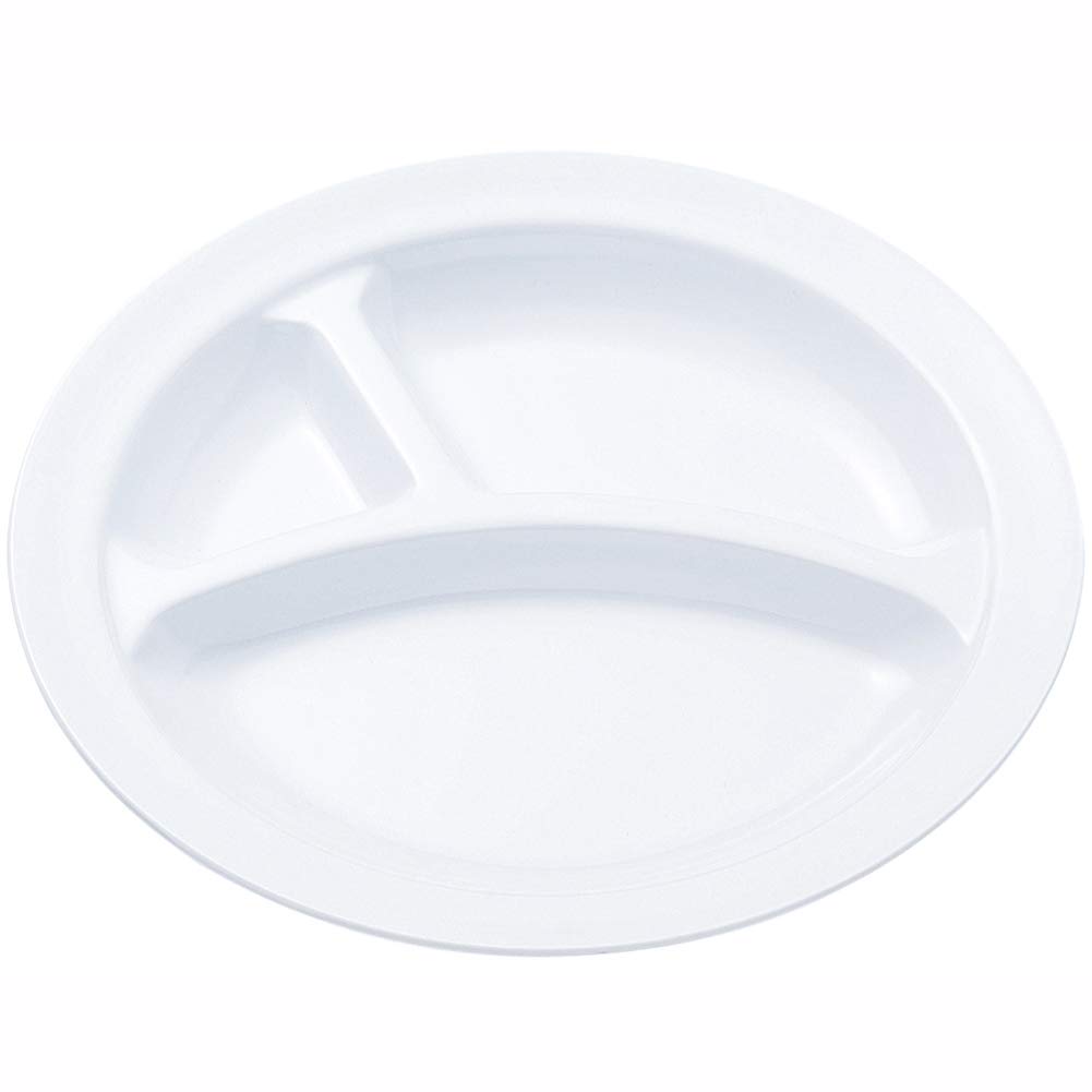 

Nagao Unbreakable White Round Lunch Plate, 3-Cut, 25cm, Made in Japan, No. 52