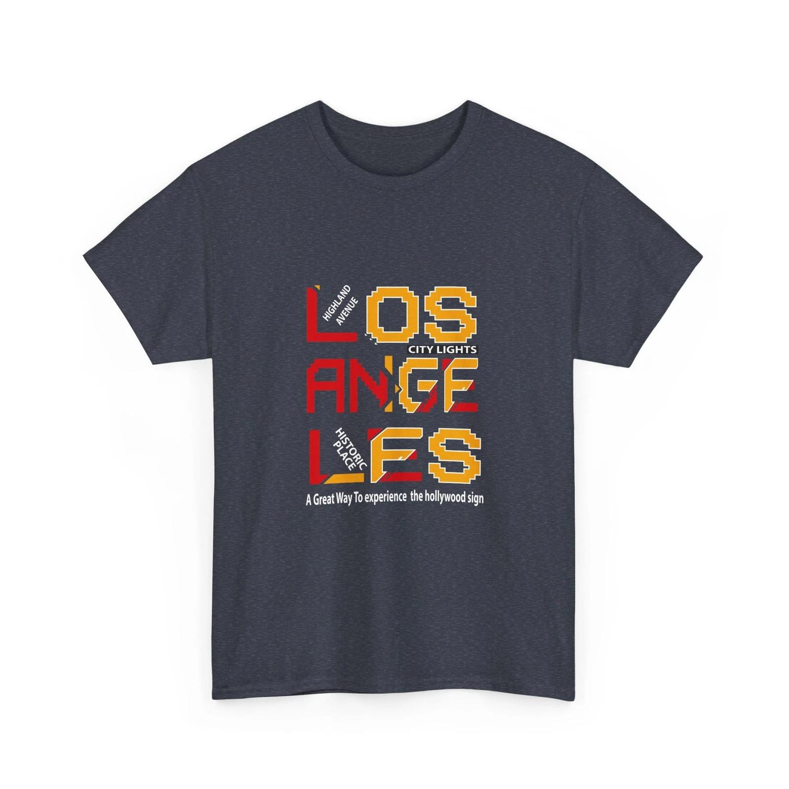 Los Angeles City Lights Tee | Retro Pixel Typography, LA Cotton T-Shirt Gift L