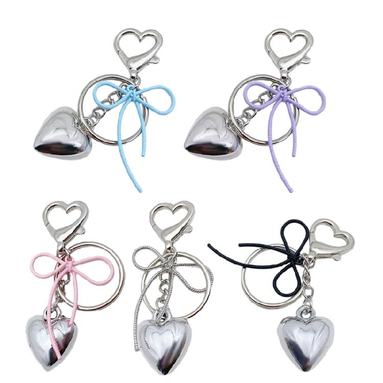 3D Heart Keychain Pendant Bowknot Keyring for Purse Bag Backpack Handbag Decors