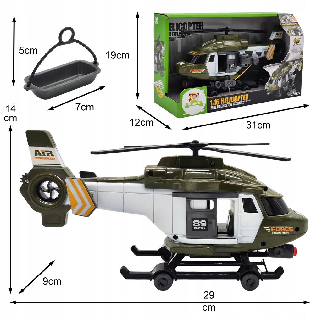 Interactive Military Toy Helicopter Winch Lights Sounds