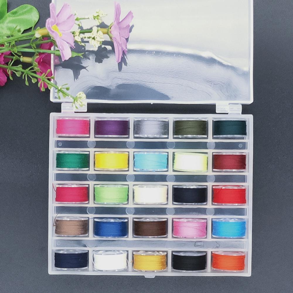 25 ks sada cívek pro domácí šicí stroje, šicí příslušenství, průhledné plastové cívky s úložným boxem pro Brother Janome S