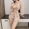 Chiffon perspective lingerie bathrobe hot plus size passion nightclub game uniform