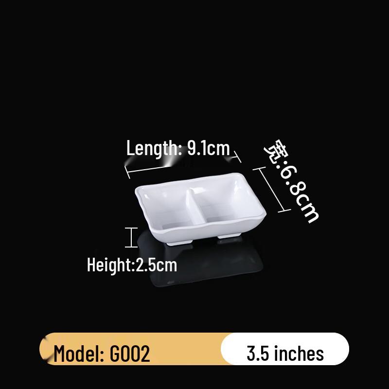 White Shatterproof Melamine 3-Compartment Dipping Dish