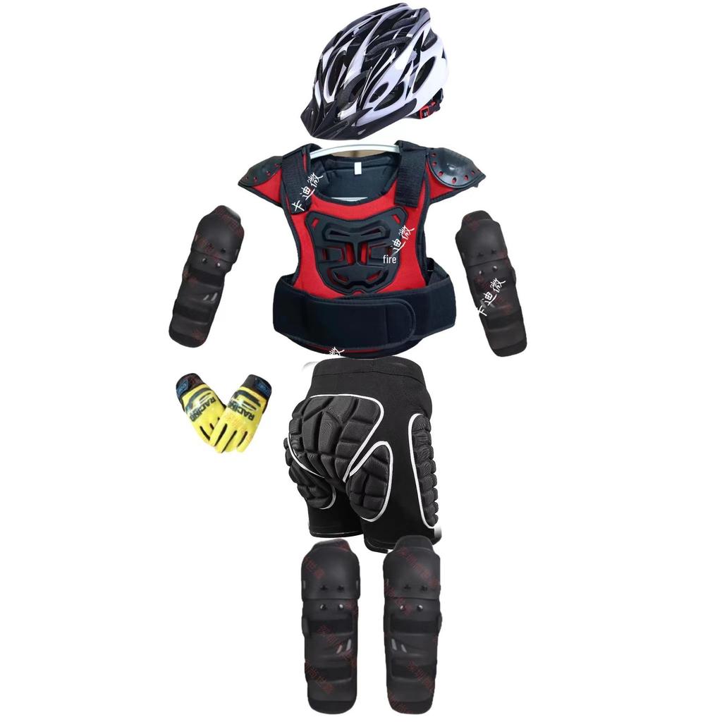 Kids' Motorcycle Balance Bike Armor Set: Knee, Elbow, Chest & Back Protectors.
