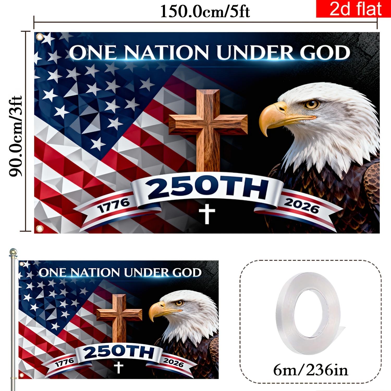 1Pcs 2D America 250th Independence Day Banner, 1776-2026 Polyester, Eagle & USA Flag Patriotic Decor