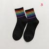 Sport Trendy Multicolor Rainbow Streetwear Striped Cotton Socks Tube Sock Women Socks Middle Tube