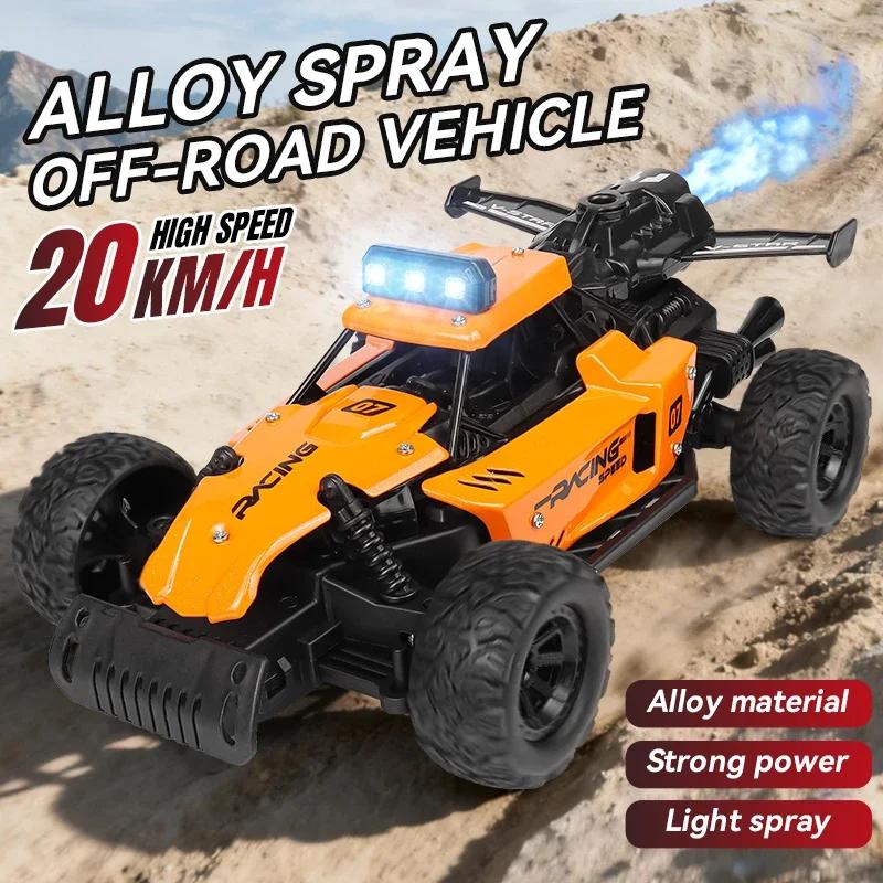 ZWN 1:18 2.4G RC Car With LED Light Alloy Light Spray 2WD Off-road Remote Control Climbing Vehicle Outdoor Cars Toy Gift for Kid