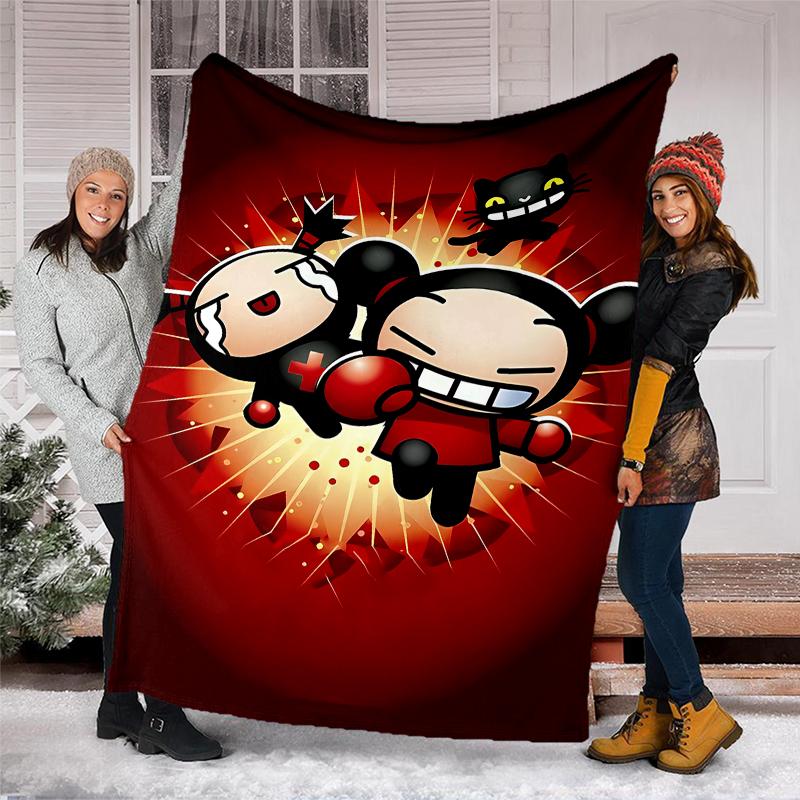 Pucca Theme Printed Blanket - Perfect for Couch, Bed, Travel & Outdoor Use | Machine Washable, Cozy & Durable.