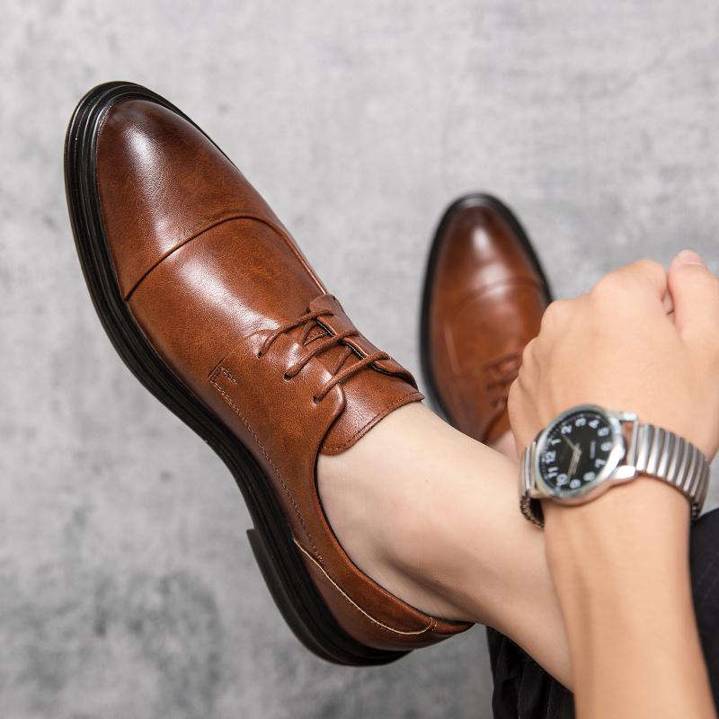 Formale Herrenschuhe im europäischen Stil, atmungsaktive, spitze Schuhe aus Leder, Oxford-Schuhe für Herren, Größe 37–45